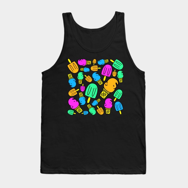 Neon Dessert - Ice Cream Cones and Popsicles Tank Top by sadsquatch